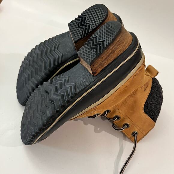 Sorel Duck Boot Size 7.5 Slimpack II Lace Up Brown Leather Gray Wool - Picture 11 of 15